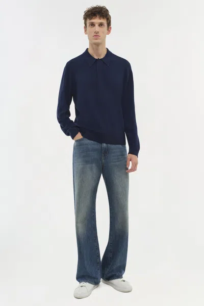 Simkhai Men's Knitted Louis Pop-over In Midnight In Blue