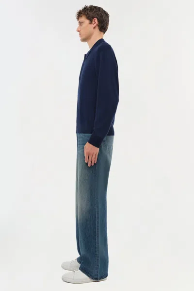 Simkhai Men's Knitted Louis Pop-over In Midnight In Blue