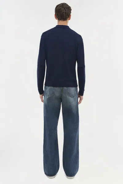 Simkhai Men's Knitted Louis Pop-over In Midnight In Blue