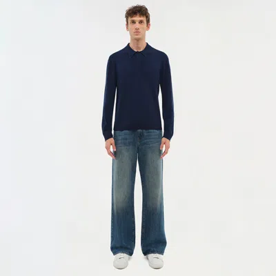 Simkhai Men's Knitted Louis Pop-over In Midnight In Blue