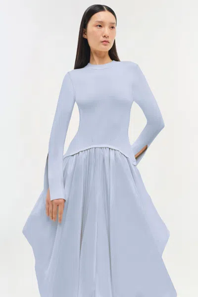 Simkhai Kenlie Mixed Media Bubble Midi Dress In Blue