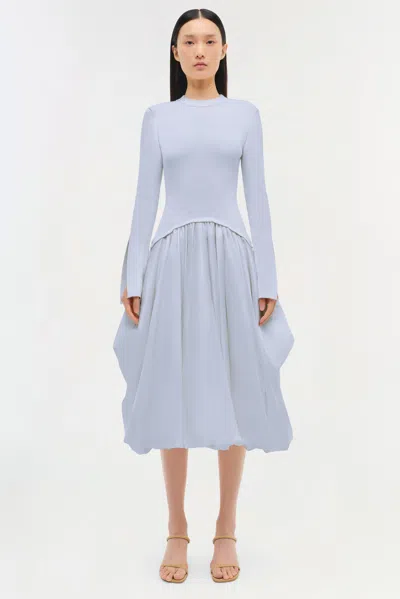 Simkhai Kenlie Mixed Media Bubble Midi Dress In Blue