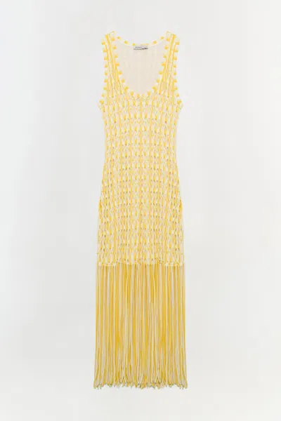 Simkhai Sonia Fringed Knit Maxi Dress In Yellow