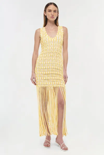 Simkhai Sonia Fringed Knit Maxi Dress In Yellow