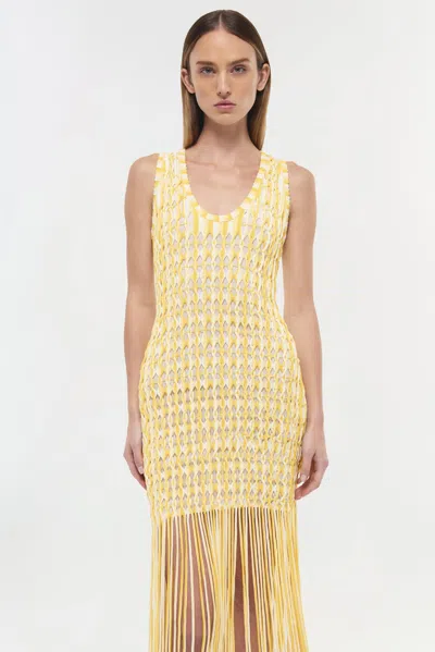 Simkhai Sonia Fringed Knit Maxi Dress In Yellow