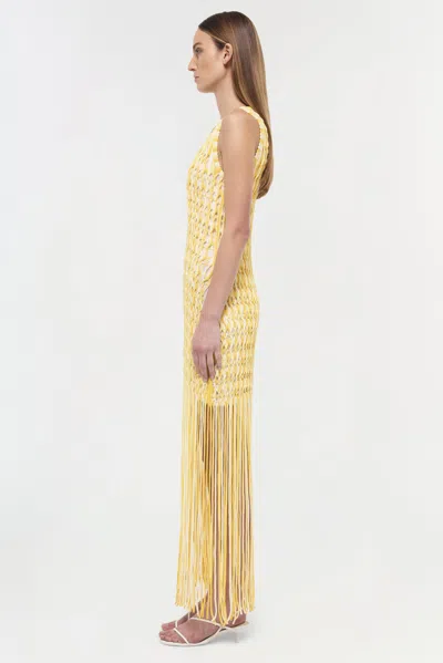 Simkhai Sonia Fringed Knit Maxi Dress In Yellow