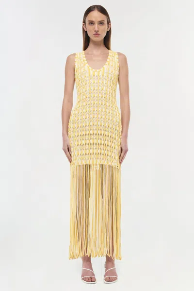 Simkhai Sonia Fringed Knit Maxi Dress In Yellow