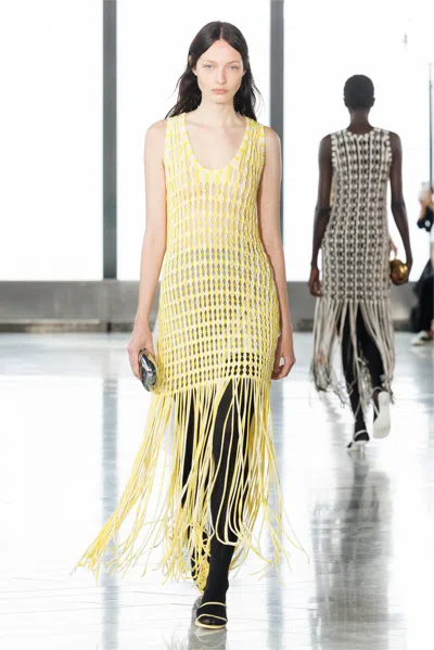 Simkhai Sonia Fringed Knit Maxi Dress In Yellow