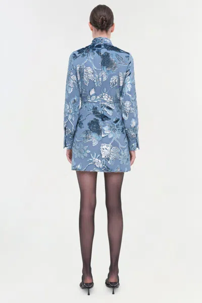 Simkhai Halen Draped Mock Neck Mini Dress In Celestial In Blue