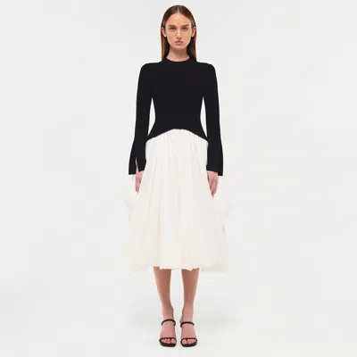 Simkhai Women's Kenlie Taffeta Knit Midi Dress In Black/multi