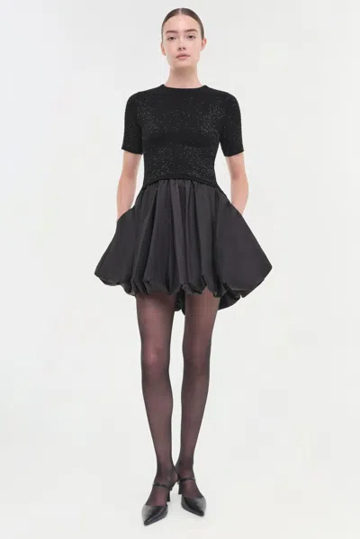 Simkhai Kenz Short Sleeve Knit Combo Ruffle Mini Dress