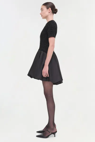 Simkhai Kenz Short Sleeve Knit Combo Ruffle Mini Dress