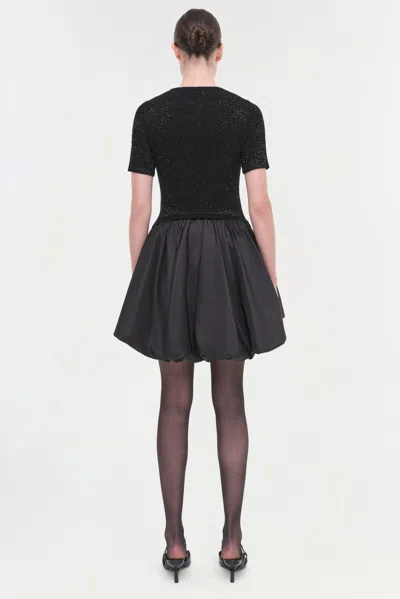 Simkhai Kenz Short Sleeve Knit Combo Ruffle Mini Dress
