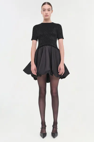 Simkhai Kenz Short Sleeve Knit Combo Ruffle Mini Dress