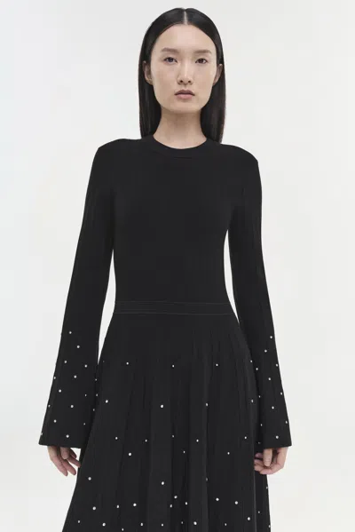 Simkhai Jonathan  Embellished Stretch-knit Midi Dress In Black