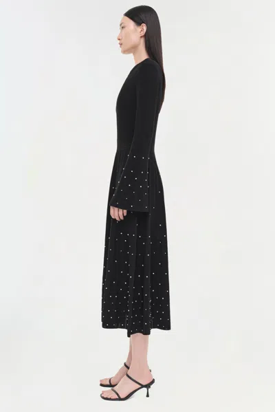 Simkhai Jonathan  Embellished Stretch-knit Midi Dress In Black