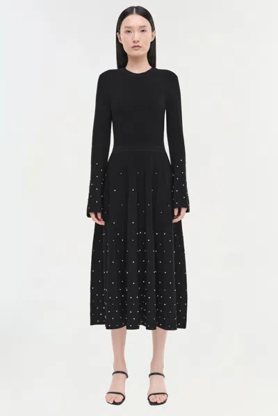 Simkhai Jonathan  Embellished Stretch-knit Midi Dress In Black