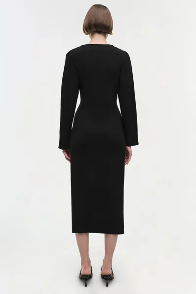 Simkhai Women's V-neck Skyla Cotton Cashmere Long Sleeve Dress In Black In Black