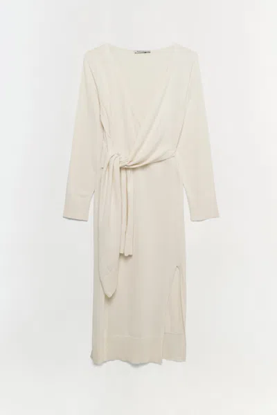 Simkhai Skyla Wrap Dress Ivory Xl In Neutral