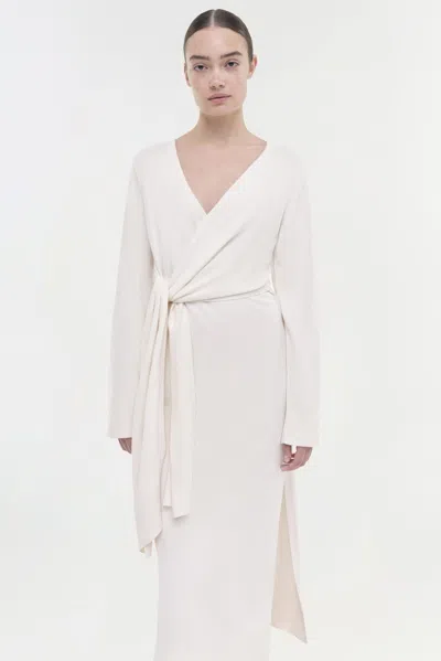 Simkhai Skyla Wrap Dress Ivory Xl In Neutral
