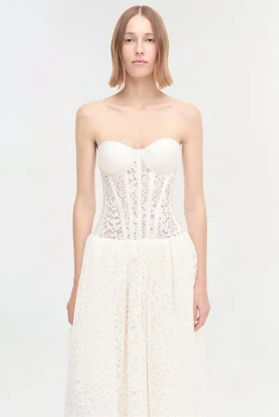 Simkhai Women's Evangeline Satin Lace Combo Bustier Dress In Neutral