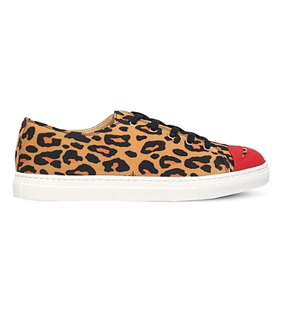 Shop Charlotte Olympia Kiss Me Leopard-print Trainers In Beige Comb