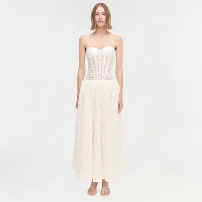 Simkhai Women's Evangeline Satin Lace Combo Bustier Dress In Neutral