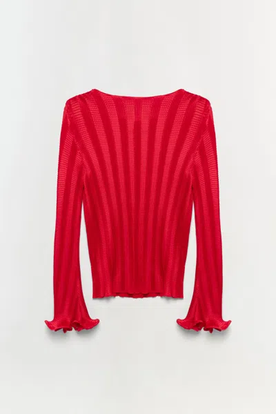 Simkhai Carys Crinkled Satin Top In Red
