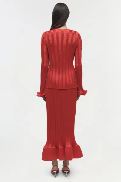 Simkhai Carys Crinkled Satin Top In Red
