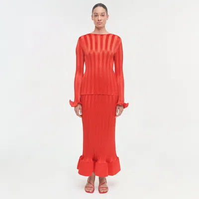 Simkhai Carys Crinkled Satin Top In Red