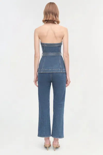 Simkhai Cyan Belted Denim Bustier Top