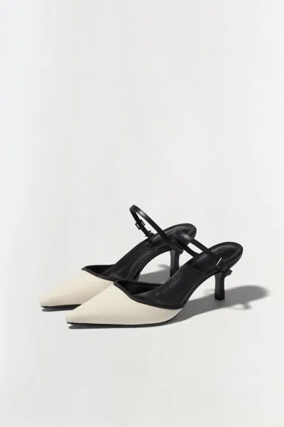 Simkhai Kieran Canvas Buckle Pumps Black Ivory In White
