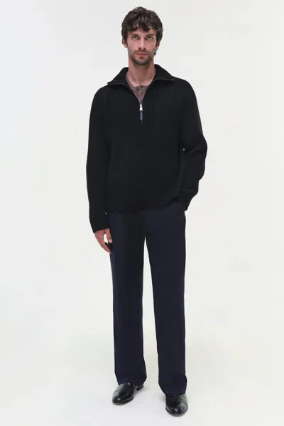 Simkhai Men's Knitted Henry Half Zip In Black In Black