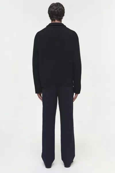 Simkhai Men's Knitted Henry Half Zip In Black In Black
