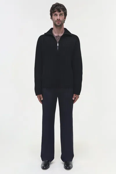 Simkhai Men's Knitted Henry Half Zip In Black In Black