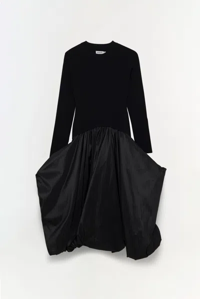 Simkhai Midi Dress With Balloon Skirt And Long Sleeves In Black
