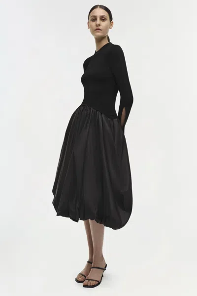 Simkhai Midi Dress With Balloon Skirt And Long Sleeves In Black
