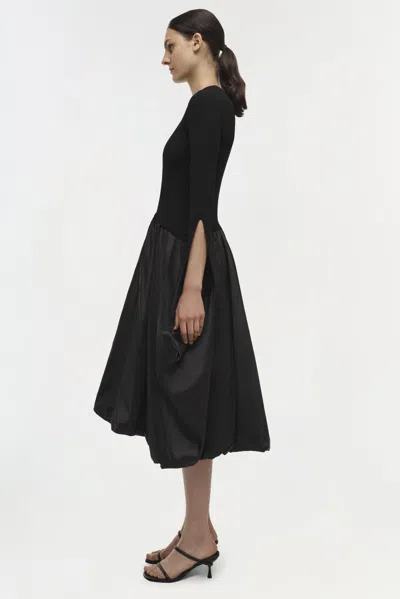 Simkhai Midi Dress With Balloon Skirt And Long Sleeves In Black