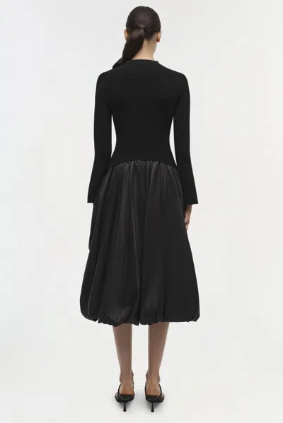 Simkhai Midi Dress With Balloon Skirt And Long Sleeves In Black