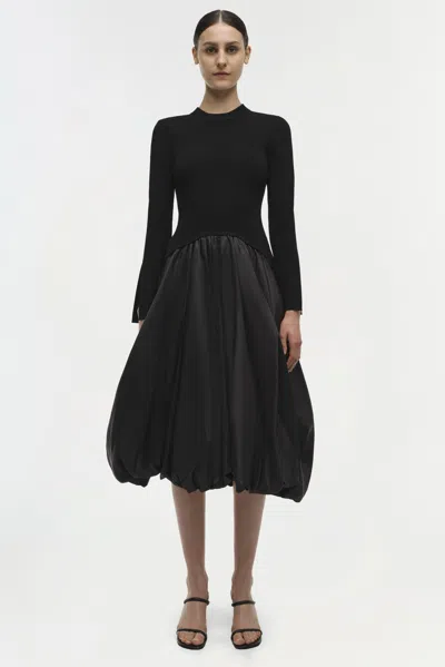 Simkhai Midi Dress With Balloon Skirt And Long Sleeves In Black