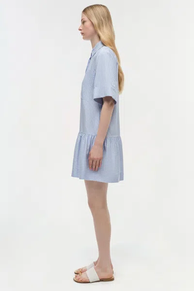 Simkhai Cris Short Sleeve Shirt Dress In Blue Hydrangea Stripe In Blue