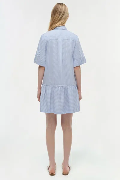 Simkhai Cris Short Sleeve Shirt Dress In Blue Hydrangea Stripe In Blue