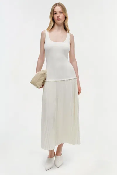 Simkhai Allana Knit And Georgette Midi Dress In White