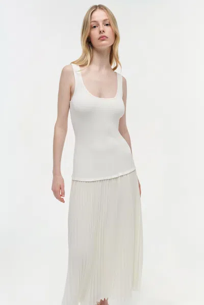Simkhai Allana Knit And Georgette Midi Dress In White