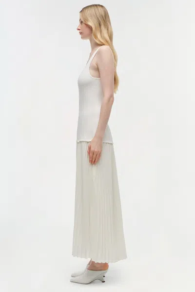Simkhai Allana Knit And Georgette Midi Dress In White