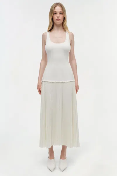 Simkhai Allana Knit And Georgette Midi Dress In White