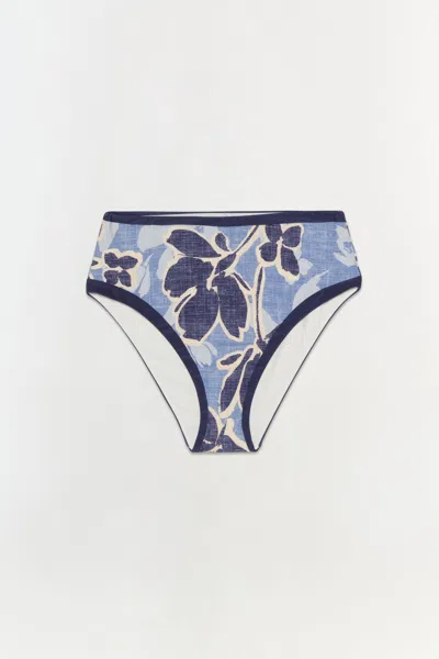 Simkhai Dallia High Waist Bottoms Blue Hydrangea Floral
