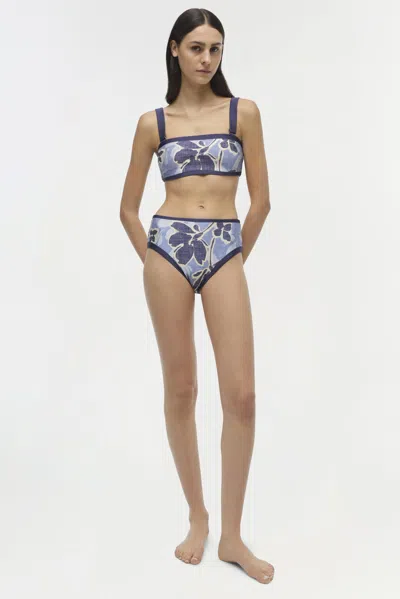 Simkhai Luthea Tube Top With Removable Straps Blue Hydrangea Floral