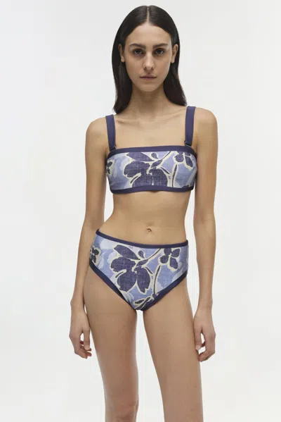 Simkhai Luthea Tube Top With Removable Straps Blue Hydrangea Floral