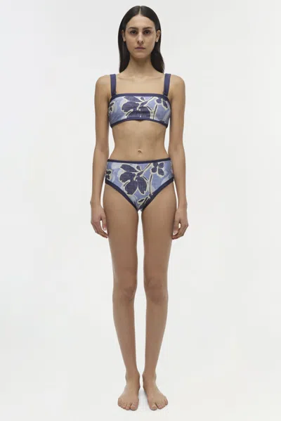Simkhai Luthea Tube Top With Removable Straps Blue Hydrangea Floral